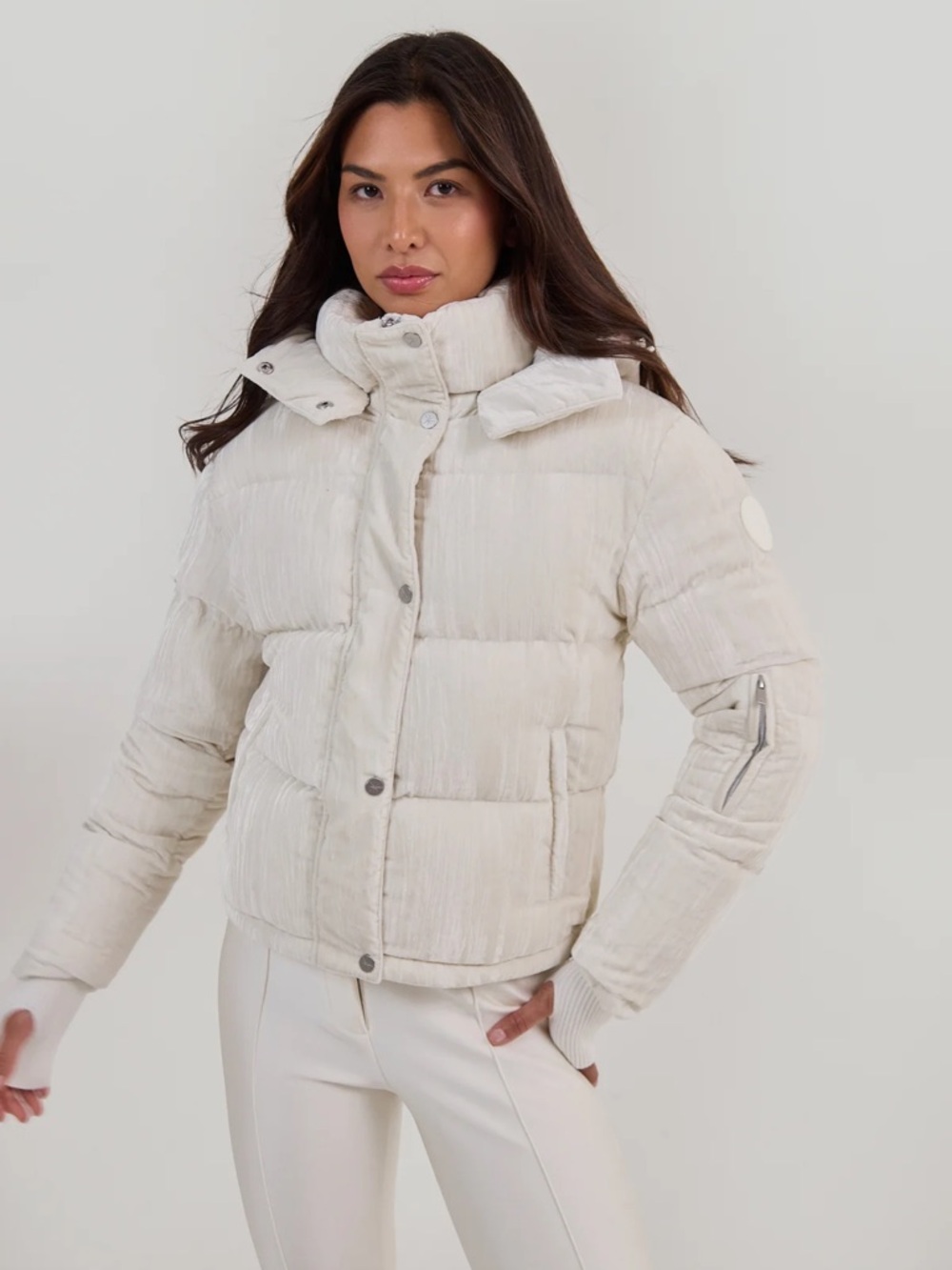 My Sunday Ski Lumiere Ski Jacket Neige Down Corduroy White Small EUC